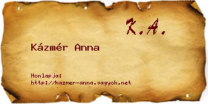 Kázmér Anna névjegykártya