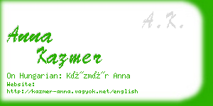 anna kazmer business card